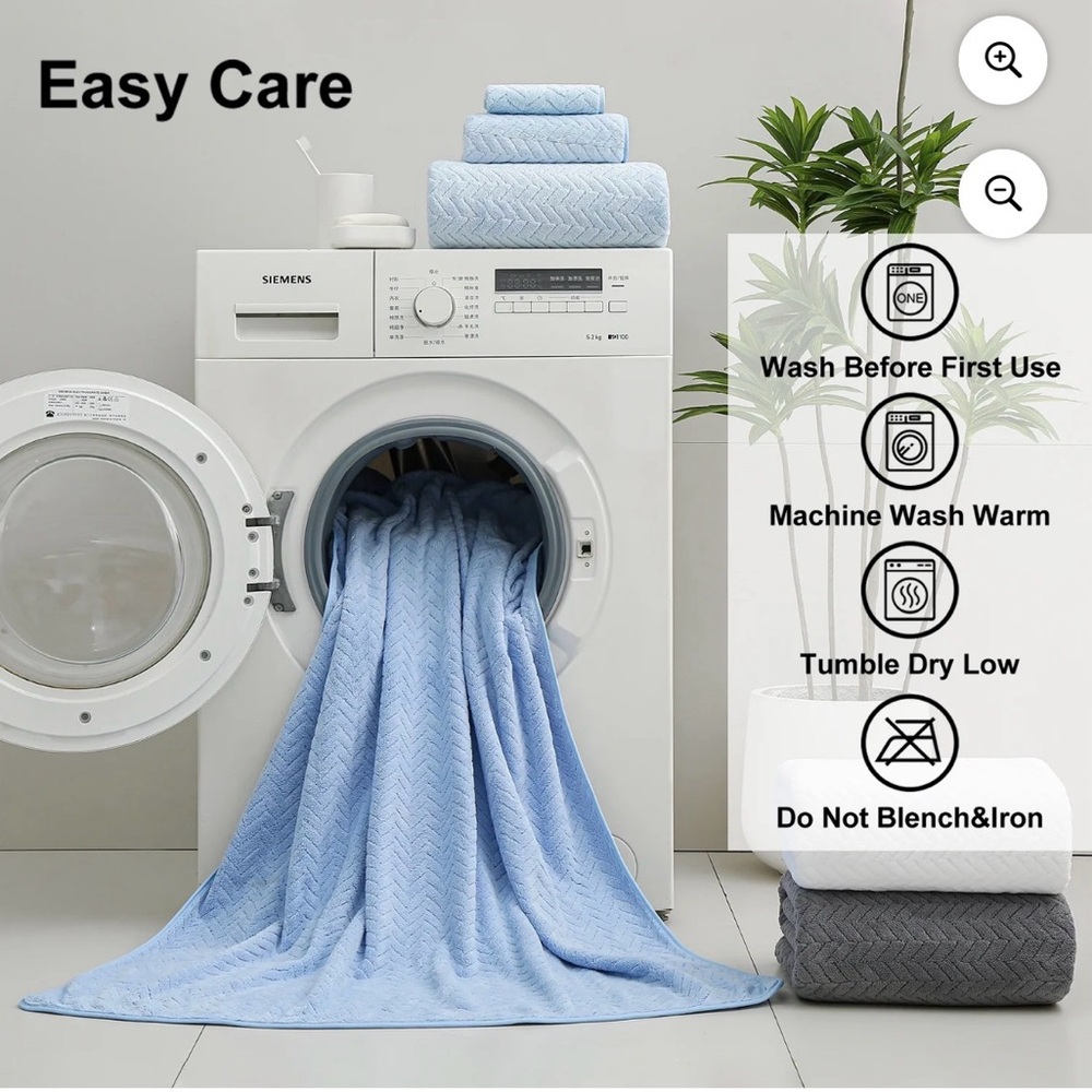 8 Piece Bath Towel Set | 2 Large Bath Towels Sheet, 2 Hand Towels & 4 Washcloths - Picture 7 of 10